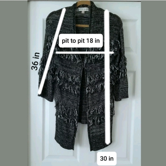 GYPSY BOHO Fringe Knit Cardigan Black Size S - Picture 9 of 9